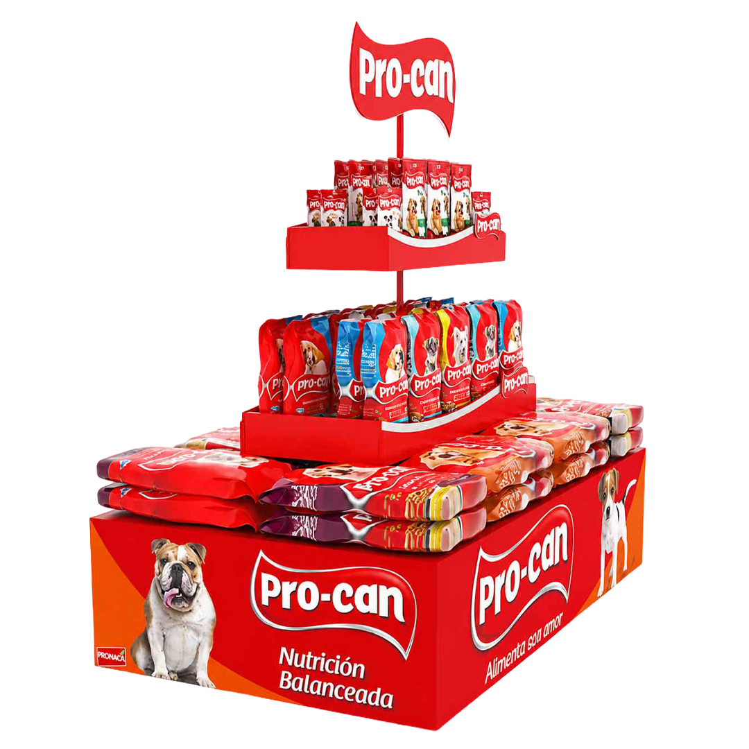 Exhibidor de piso para alimentos de mascotas